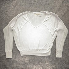 We The Free Sweater Women XS Waffle Knit V Neck Pullover Boho Casual Waffle Knit