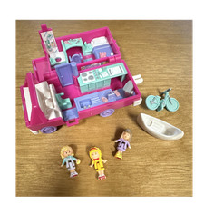 Bluebird Polly Pocket 1994 Camper Van Play Set Figures Bicycle Canoe Vintage