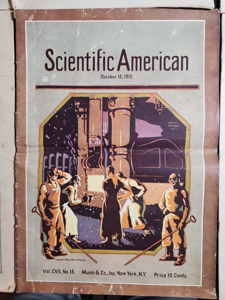 SCIENTIFIC AMERICAN MAGAZINE OCT-DEC 1912 LOT OF 7 ANTIQUE WITH NICE VINTAGE ADS - Image 3 of 4