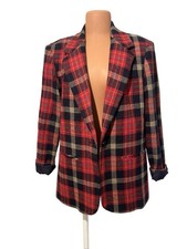 Vintage Requirements Plaid Wool Blend Blazer Women  s 8 Old Money Classic Preppy