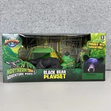NEW Adventure Planet Black Bear Rescue Playset Camping Tent Figure Motorcycle