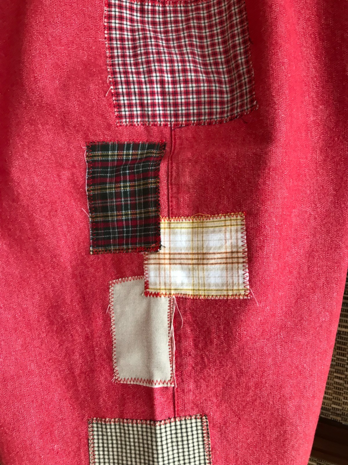 Upcycled Patchwork Capri Pants | Boho Red Plaid T… - image 6