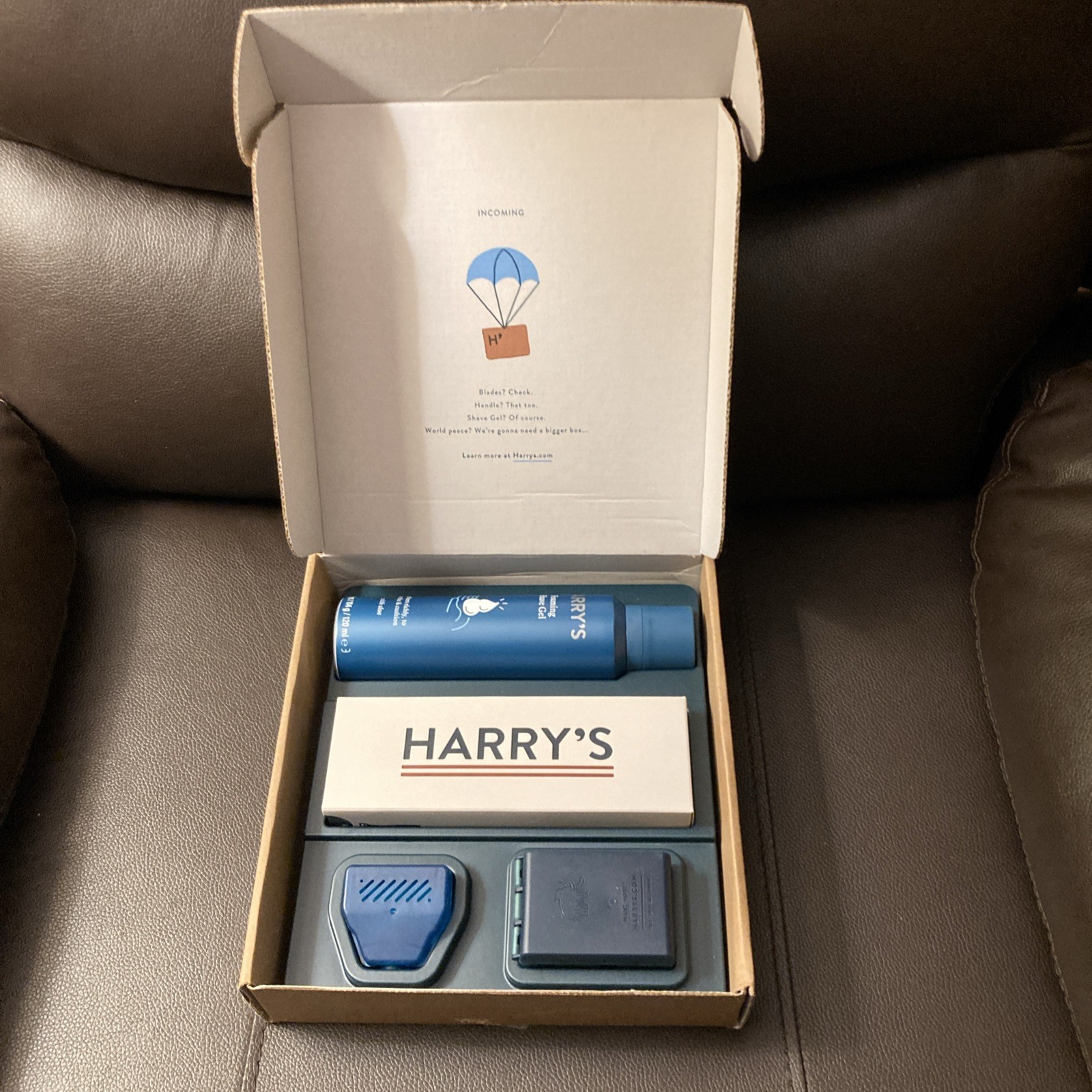 Harry's Razor Starter Set W/ Handle, Shave Gel, Razor Cover & Cartridges Orange