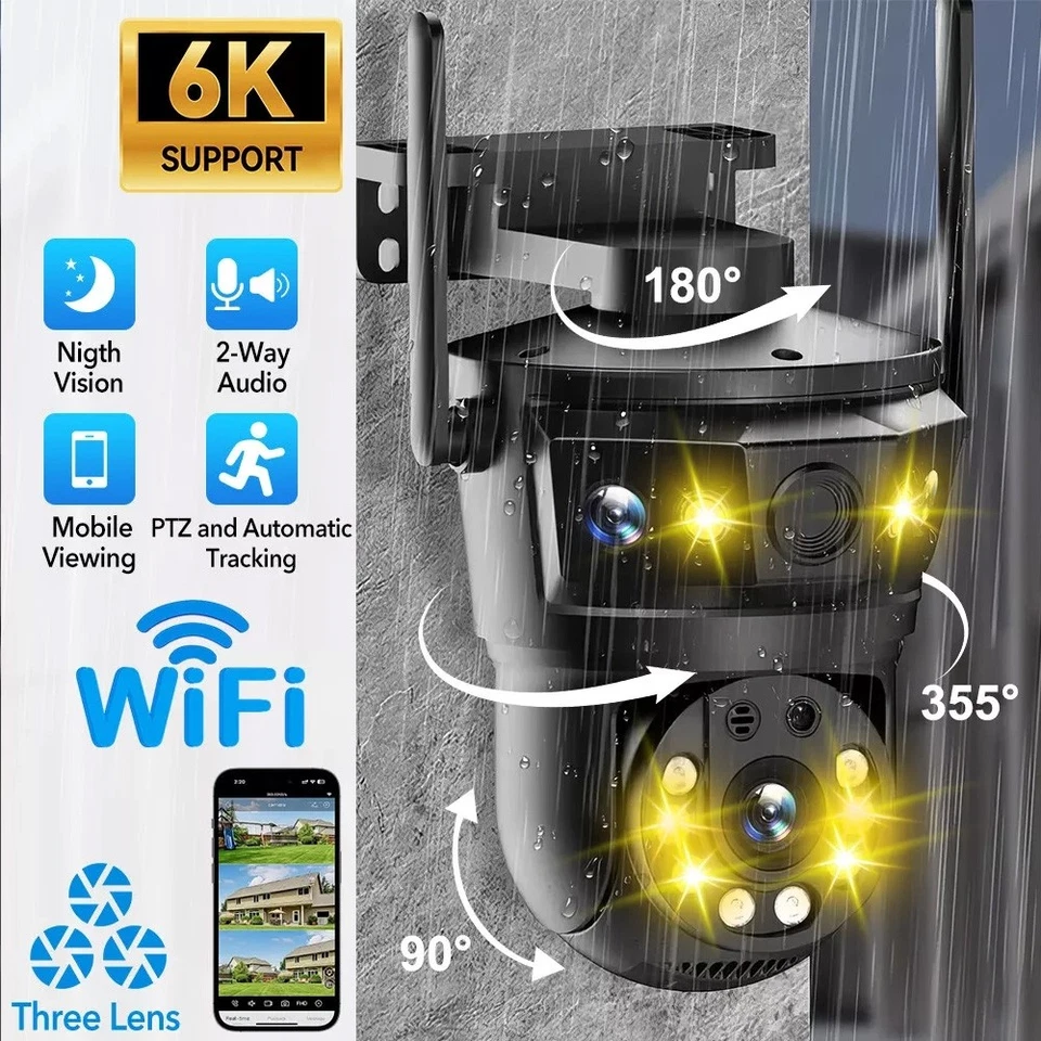 16X ZOOM 6K Überwachungskamera Aussen WLAN PTZ WiFi IP Kamera Outdoor Alert 12MP - Bild 3 von 4