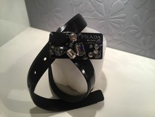 Damengürtel, Fa. PRADA, Farbe schwarz, Leder mit Strass, Gr. 80