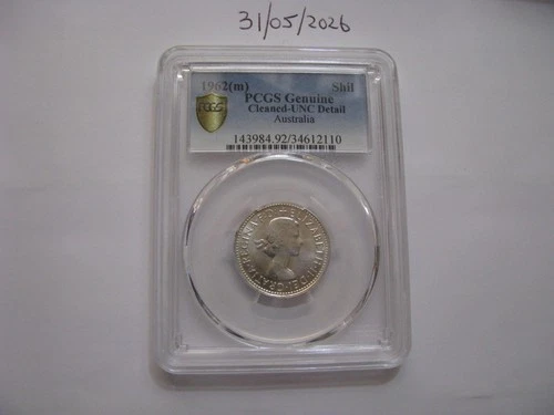 1962 Shilling Silver  PCGS  Uncirculated Coin Australia Queen Elizabeth II #62.U