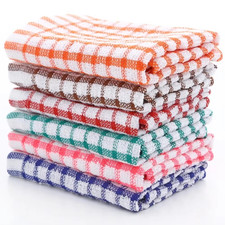 Pack Of 6 100% Cotton Tea Towels Set Dish Cloths Kitchen Cleaning Drying UK