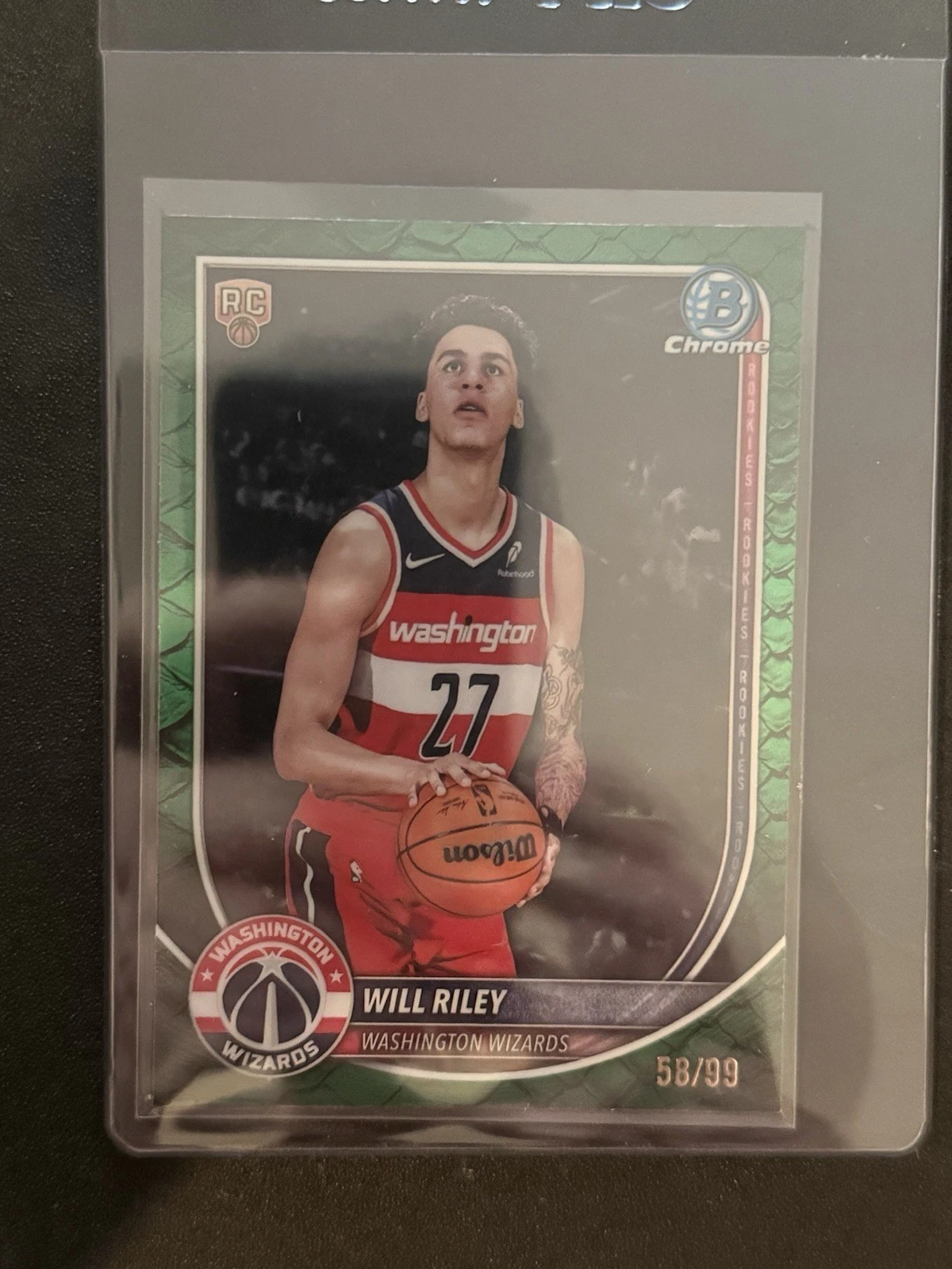 2025-26 Bowman Chrome Will Riley #BCV-21 Green Reptilian /99