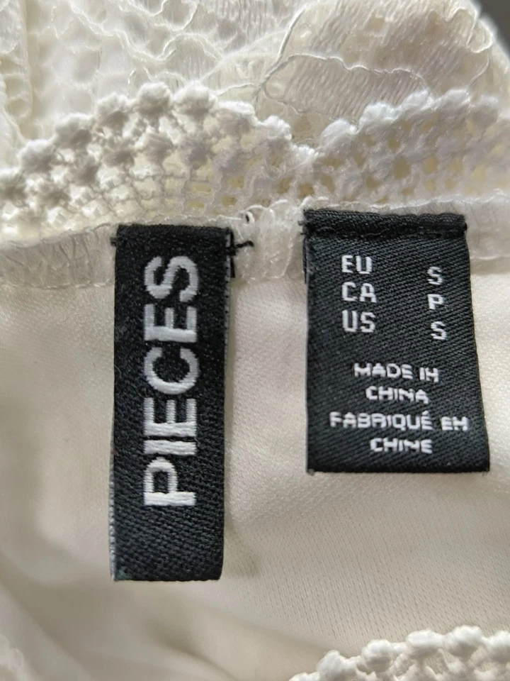 PIECES Blouse en dentelle Dames Blouse T EU 36 blanc style décontracté - Photo 4/4