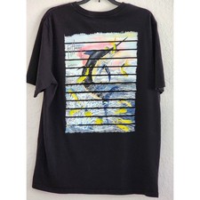 T-Shirt-Guy Harvey-Black-Large Back Graphic-Swordfish-Fishing-Boating-SIZE LARGE