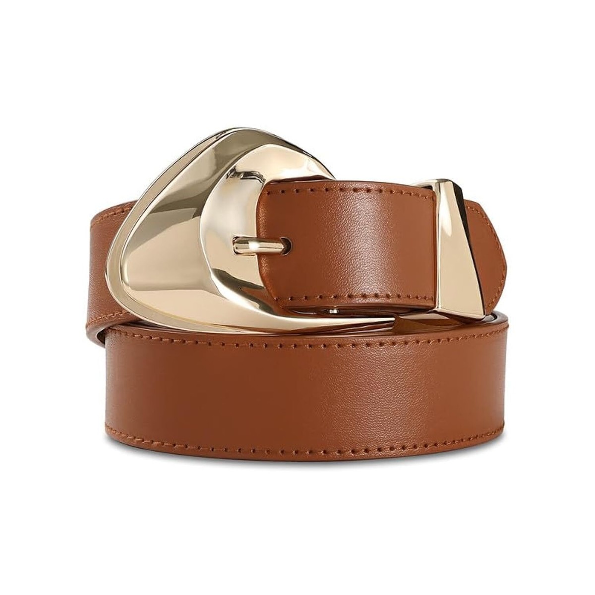 5617 Brown Leather Belt For Women Casual Fashion Belts With Stylish Gold Brown Leather Waist Belt for Women – Wide Tobacco Belt With  main image 4