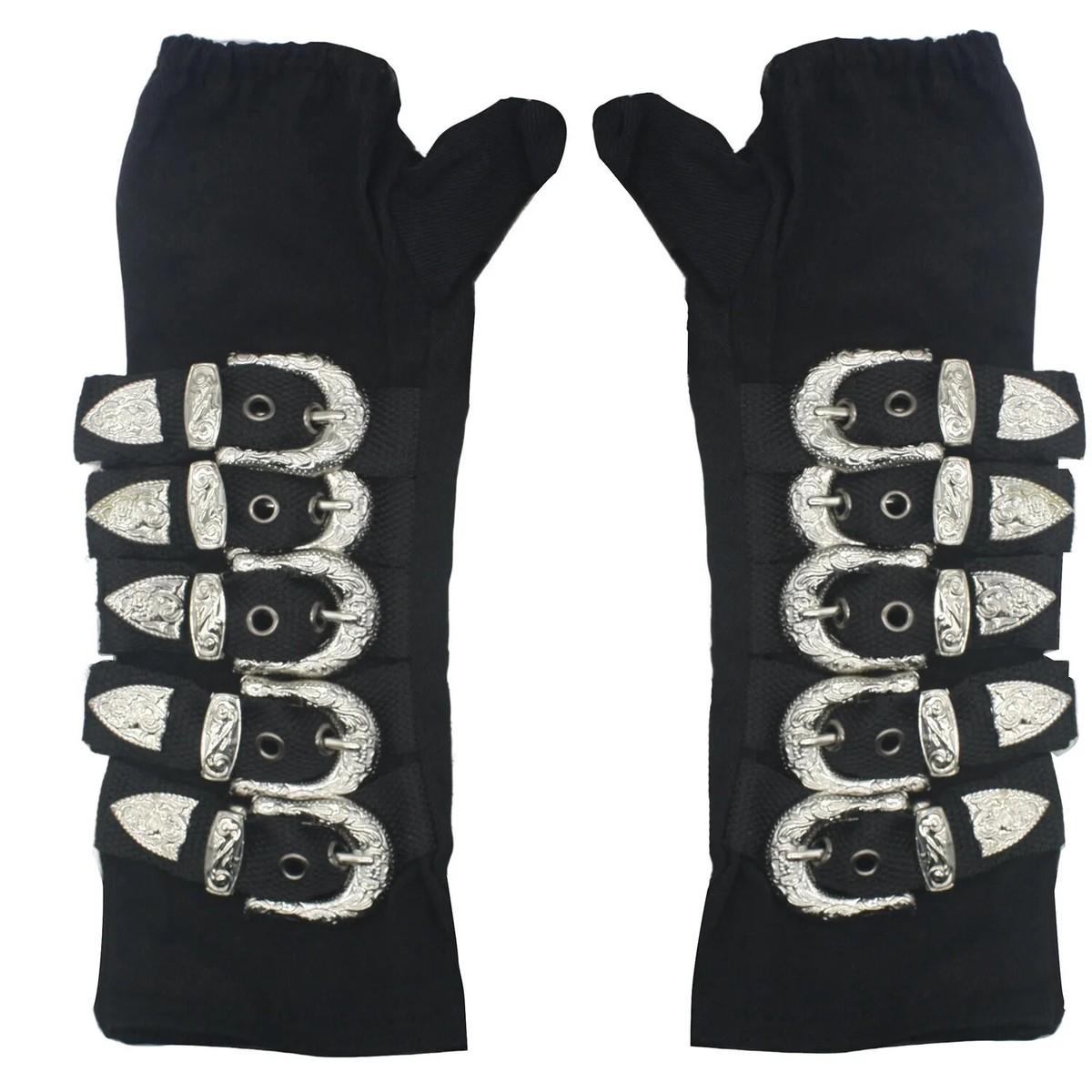 Rare Michael Bad Black Punk Glove Bandage Metal Buckle for