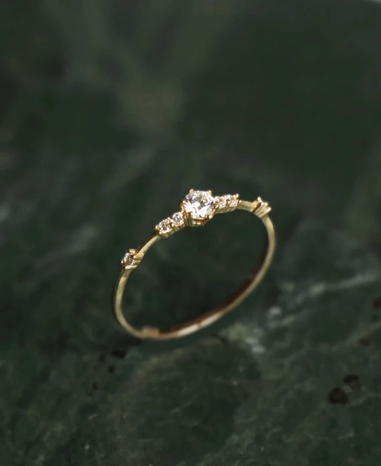 Minimalist 0.26CT Round Cut Lab-Grown Diamond Solid 10K Yellow Gold Promise Ring - Image 3 of 4