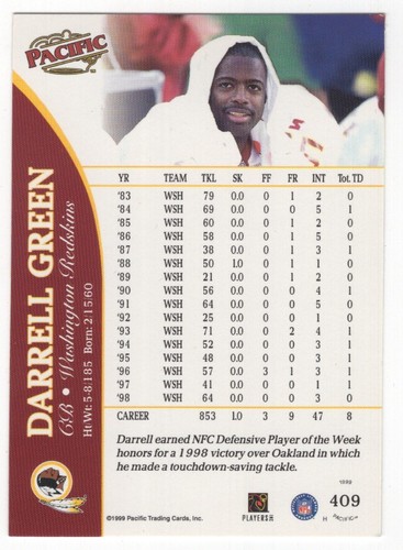 1999 Pacific Football Set Break - Cards #226-450 Pt.2 - 第 313/373 張圖片
