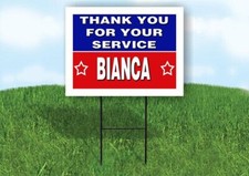 BIANCA THANK YOU SERVICE 18 in x 24 in Yard Sign Road Sign with Stand