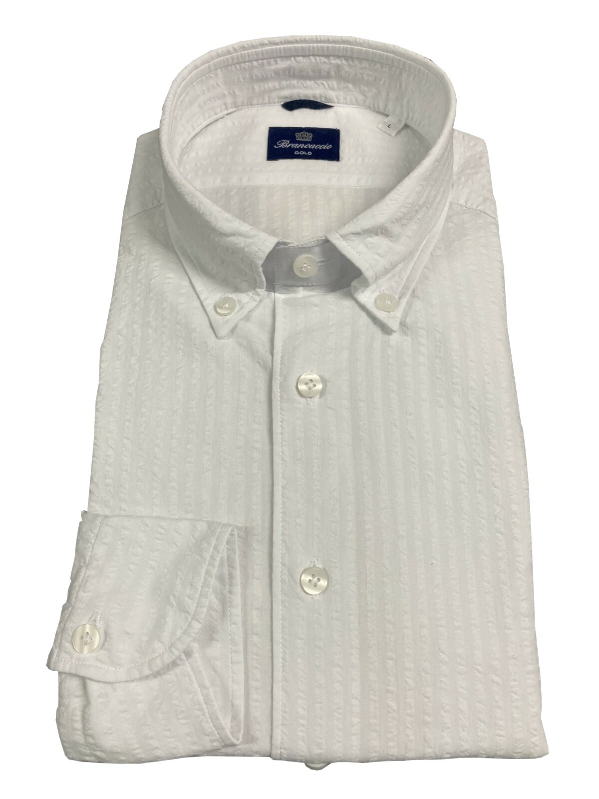 Модель BRANCACCIO camicia uomo с открытой спиной bianca goffrata GN00B1 GOLD NICOLA DBC0500 