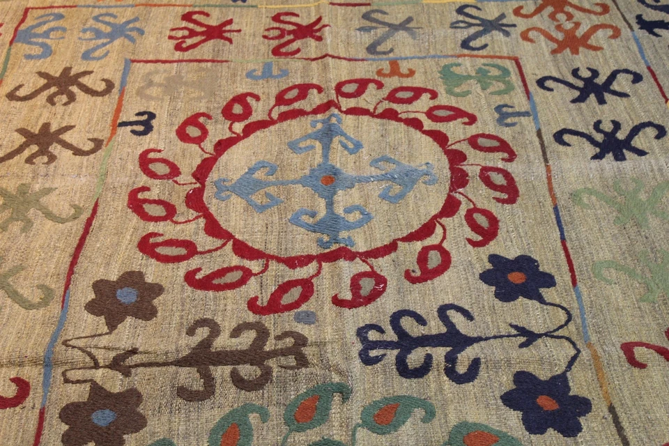7' x 9' Kazajo Hecho a Mano Tribal Kilim Nómada, Tapiz, Coincide con Alfombras NAVAJO Foto 3 de 4