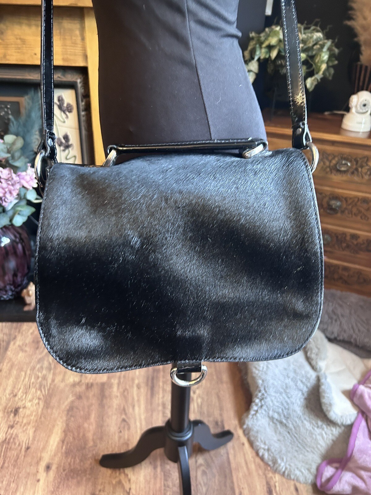 John Lewis Patent And Moleskin Crossbody Bag Beautiful eBay