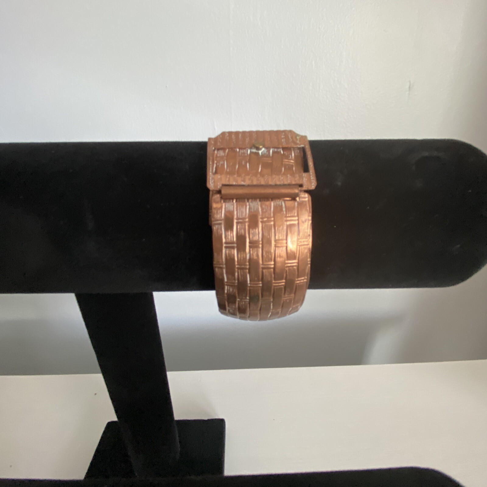 Vintage Solid Copper Artisan Buckle Bangle Bracel… - image 3