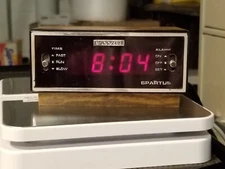 Vintage -- Spartus Alarm Clock -- Working Great -- Retro faux wood grain