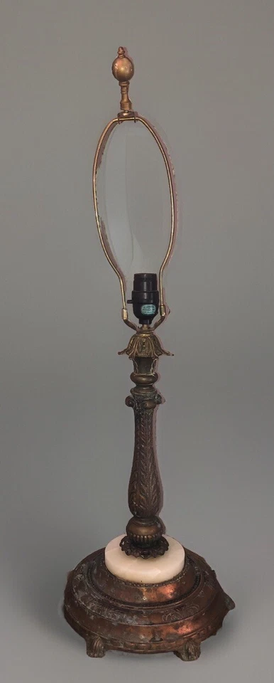 SOLO LÁMPARA - Estilo Victoriano Bronce con Acabado Cobre con Mármol DE COLECCIÓN Foto 3 de 4