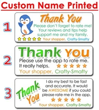 for Instacart Thank You Stickers Please Rate Shopper CUSTOM DRIVER NAME