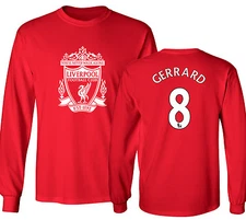 Liverpool F.C. Shirt Steven Gerrard #8 Jersey Long Sleeve Men & Youth Tshirt