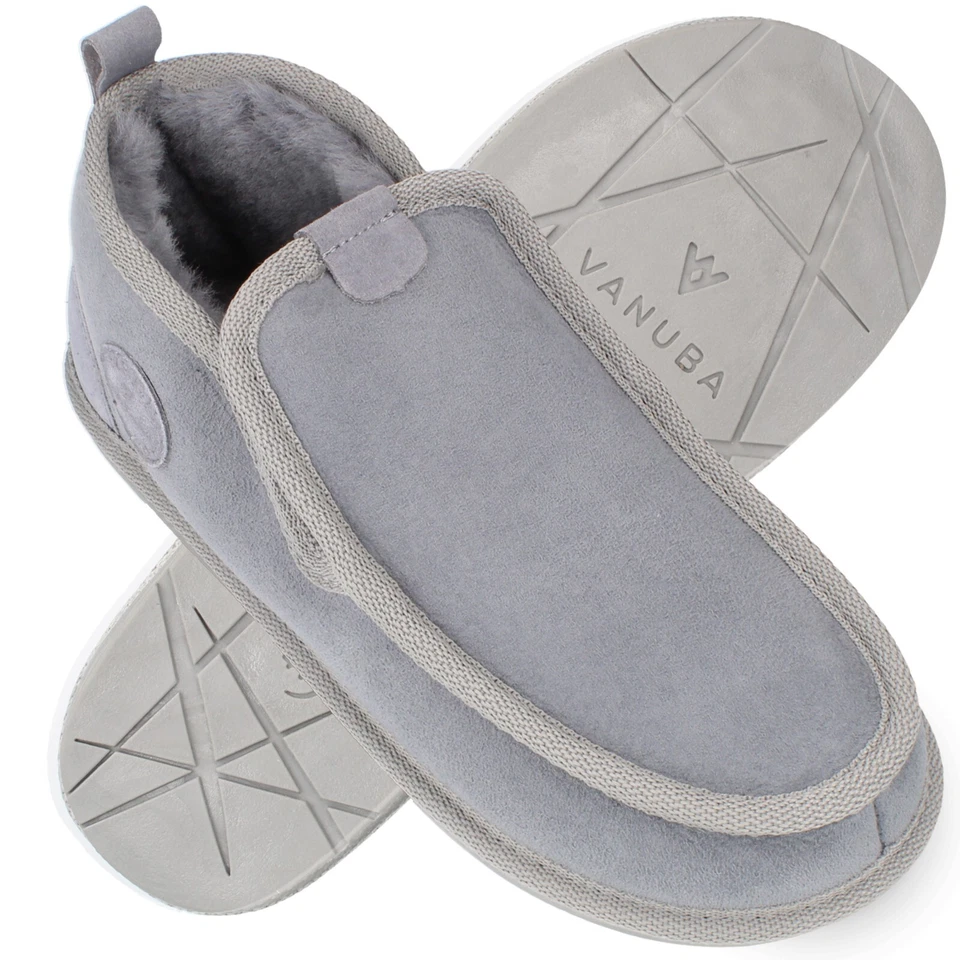 Herren Leder Winter HausSchuhe 100% Schafwolle Schaffell Gr. 41-47 Vanuba BOND - Bild 1 von 4