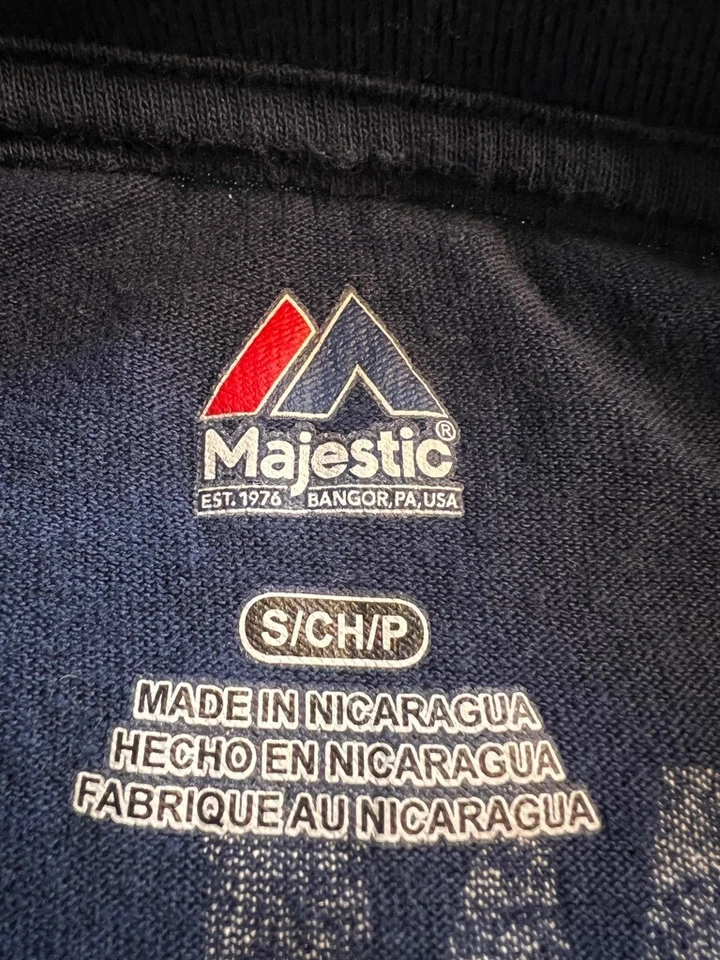 Camiseta Jason Heyward 22 Atlanta Braves Majestic Boys MLB Azul Crew Spellout S Foto 3 de 4