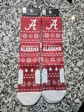 Alabama Socks M/L Size 8-12 Holiday Christmas Sweater Crimson Tide Apparel 
