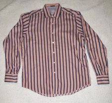 Bugatchi Uomo Button Up Shirt Adult XL Neman Marcus Striped Preppy