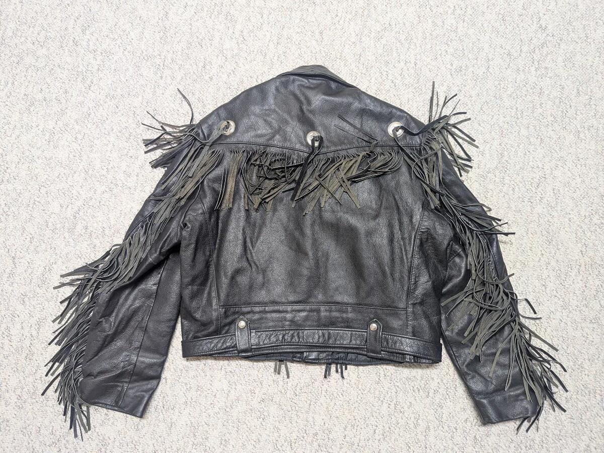 vintage USA made FRINGE motorcycle jacket 46 black leather vintage USA made FRINGE motorcycle jacket 46 black leather