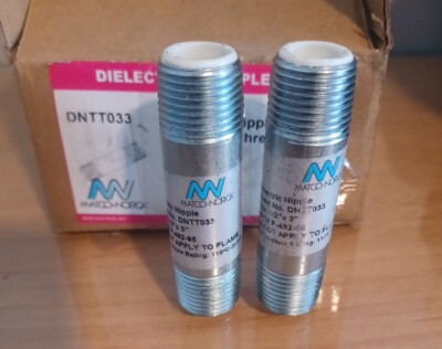 MATCO-NORCA DNTT033 DIELECTRIC NIPPLES 1/2'' NPT×3'', THREADED×THREADED, 2 Pack
