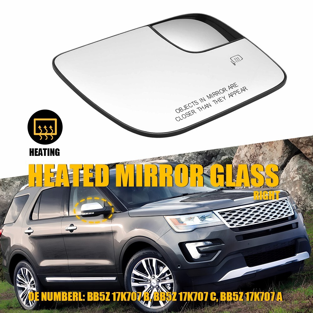 Heated Convex Spotter Mirror Glass Passenger RH Side fits Ford Explorer 2011-2019