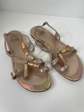 Stuart Weitzman Flapper Holographic sandals Size 8 Tassel Metallic Rose Gold