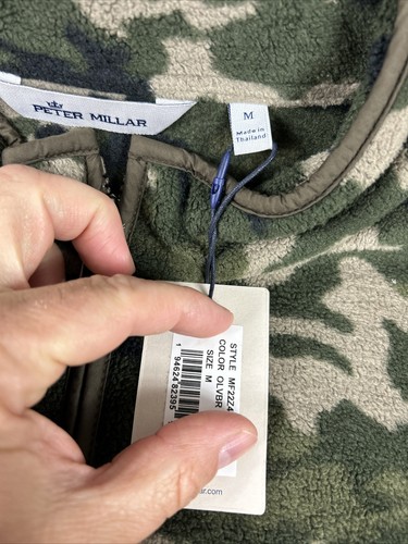 Peter Millar Golf Jacket Crown Micro Shearling Fleece Camo Medium Green $228 - Picture 6 of 11