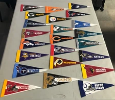 NFL FOOTBALL ~ Complete Set of 32 Mini Pennant 4x9 Inches Team Banner Flag