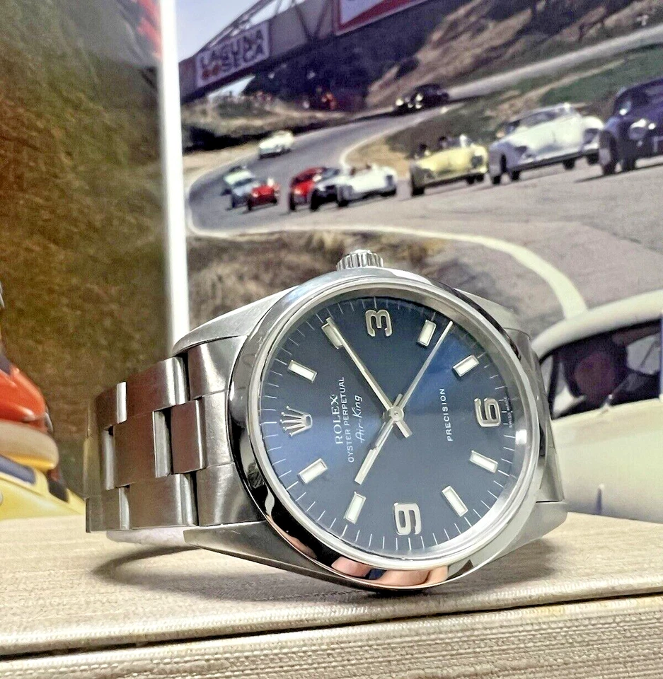 Mens Rolex Oyster Perpetual Air King Precision 14000 Blue Dial Watch Circa 1999 - Image 4 of 4