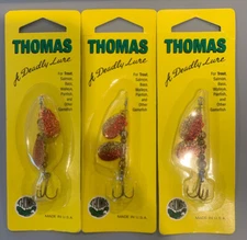 3 Packs Thomas Double Spinn 1/6oz Gold/Red