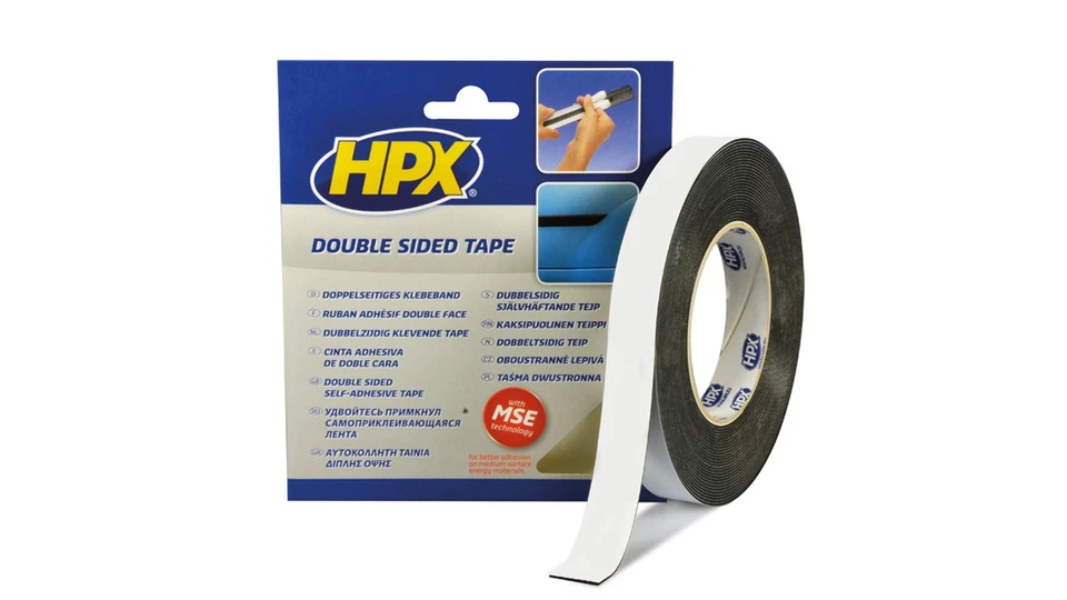 Cinta de montaje Presto HPX doble cara negra (9mm x 10m)