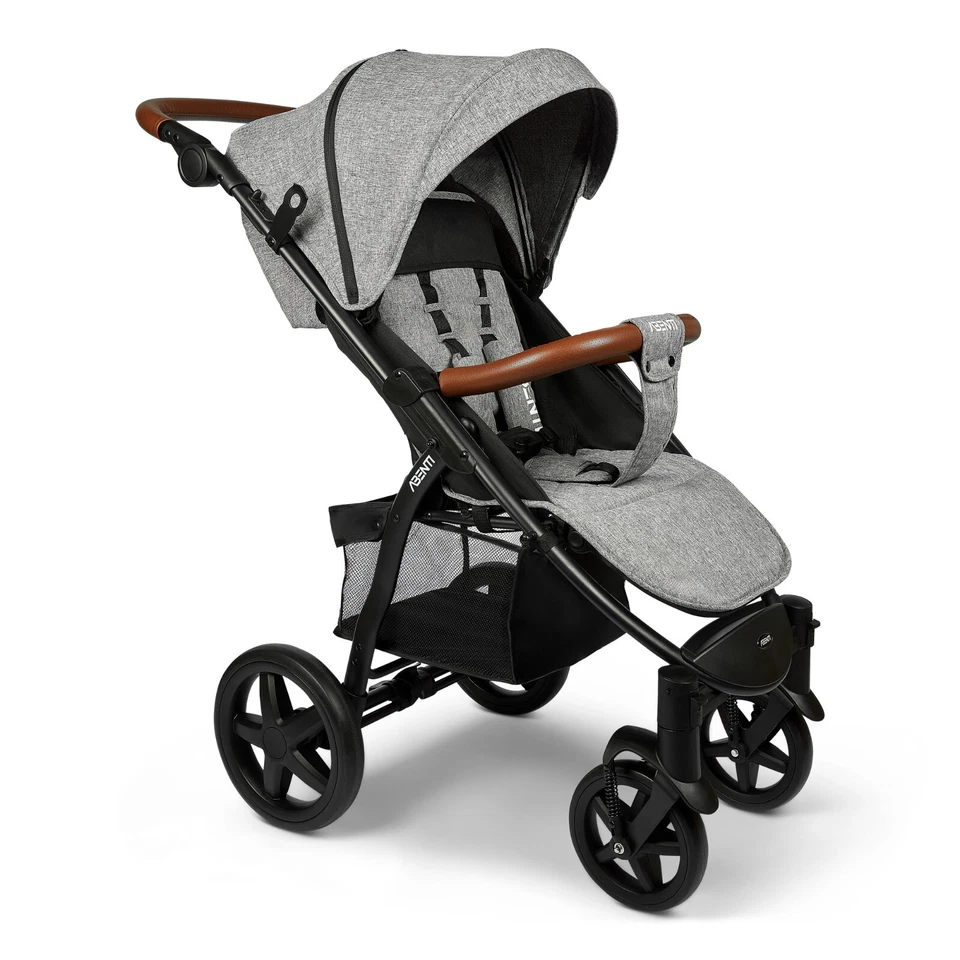 Pushchair Abenti Arezzo Pram Stroller Buggy Footmuff Rain Cover Baby Grey - Image 4 of 4