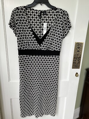 NEW WITH TAGS, New Directions Brand Dress, Size XL, Black & White, Short Sleeves