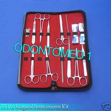  32 Pcs Surgical Instruments Kit Stainless Steel With Velvet Pouch