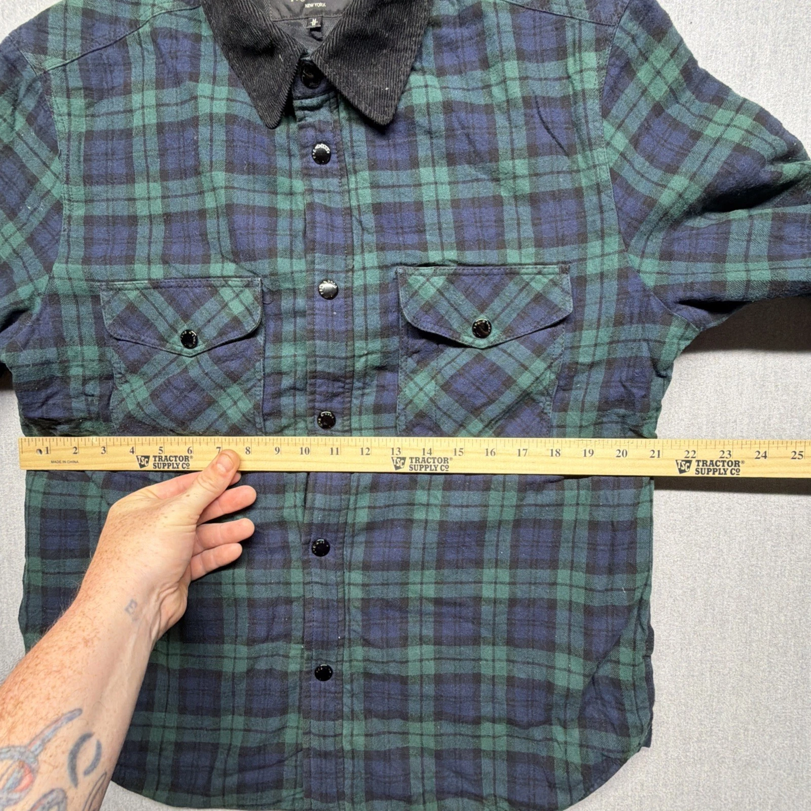 Rag & Bone Shacket Black Watch Plaid Insulated Medium Flannel Corduroy Collar - product detail image 6