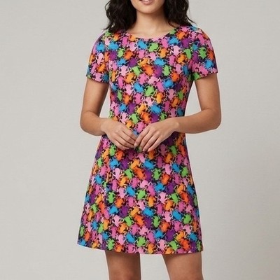 Vtg Neon 3D Tree Frog Mini Skort Dress M/L Built-In Shorts Unique Whimsy Artist