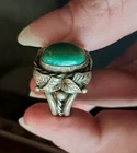 Vintage Turquoise Sterling 925 Ring Size 10 Leaf Vine Cabochon Statement 9g