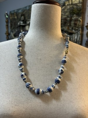 chinese export porcelain blue and white Hand Knotted Necklace