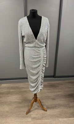 Lavish Alice Iridescent sequin midi party dress size 10 silver BNWT