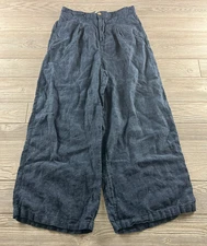 H by Halston Blue 100% Linen Wide Leg Pants Women’s Size 10 Navy Blue