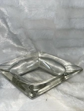MCM Rare Parallelogram? Vtg Clear Glass Ashtray 7" X 5"